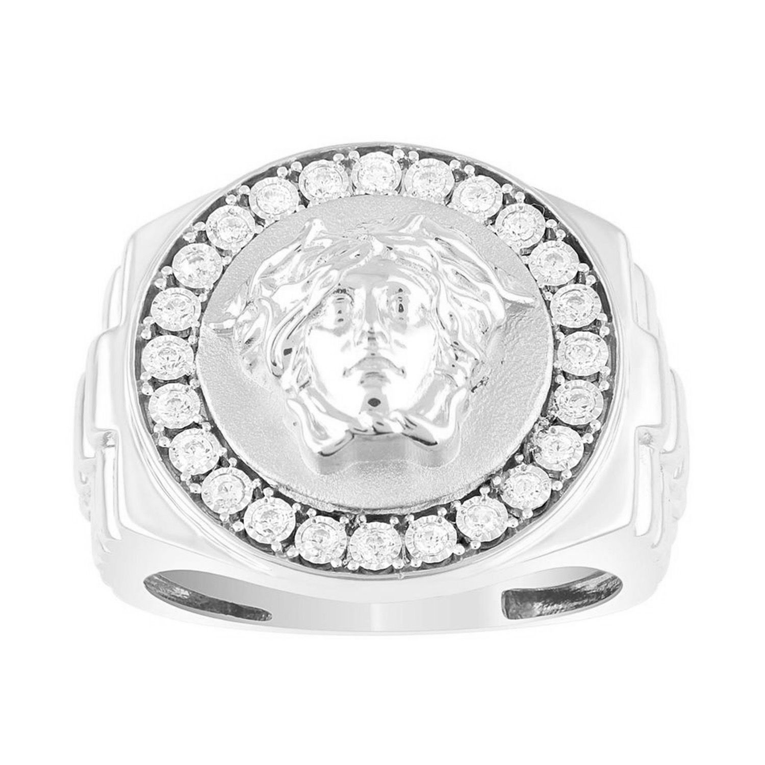 Sterling Silver 0.25CT Round Diamond Men'S Medusa Face Halo Ring Luxury Statement Diamond Ring 1 Sterling Silver 0.25CT Round Diamond Men'S Medusa Face Halo Ring Luxury Statement Diamond Ring - Image 1