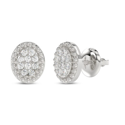 Sterling Silver Ladies 0.20CT Round Diamond Cluster Fashion Earrings