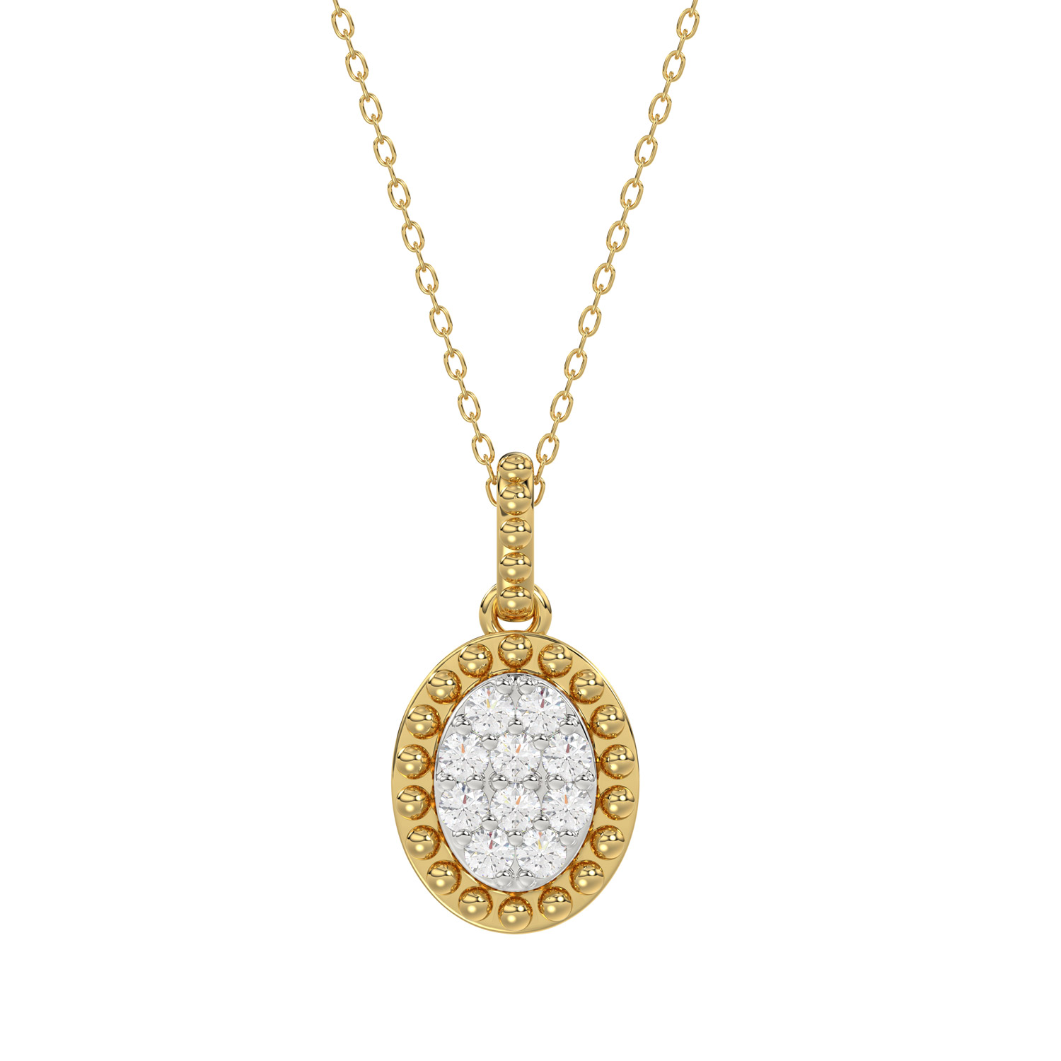 10K Yellow Gold Ladies 0.10CT Round Diamond Cluster Fashion Pendant With Chain 1 10K Yellow Gold Ladies 0.10CT Round Diamond Cluster Fashion Pendant With Chain - Image 1