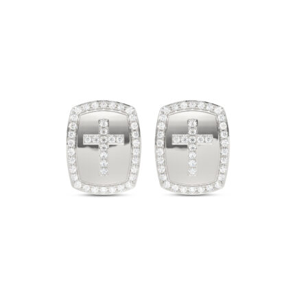 0.25CT Round Diamond Cross Earrings For Women In Sterling Silver Fashion Jewelry
