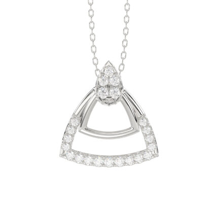Sterling Silver Ladies 0.13CT Round Diamond Pendant With Chain Elegant Fashion Jewelry