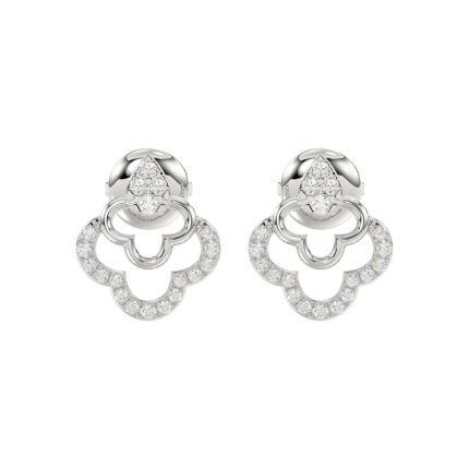 Ladies Sterling Silver 0.13CT Round Diamond Earrings Classic Fashion Jewelry Gift