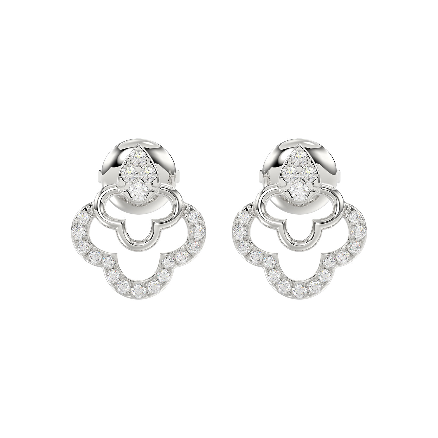 Ladies Sterling Silver 0.13CT Round Diamond Earrings Classic Fashion Jewelry Gift 1 Ladies Sterling Silver 0.13CT Round Diamond Earrings Classic Fashion Jewelry Gift - Image 1