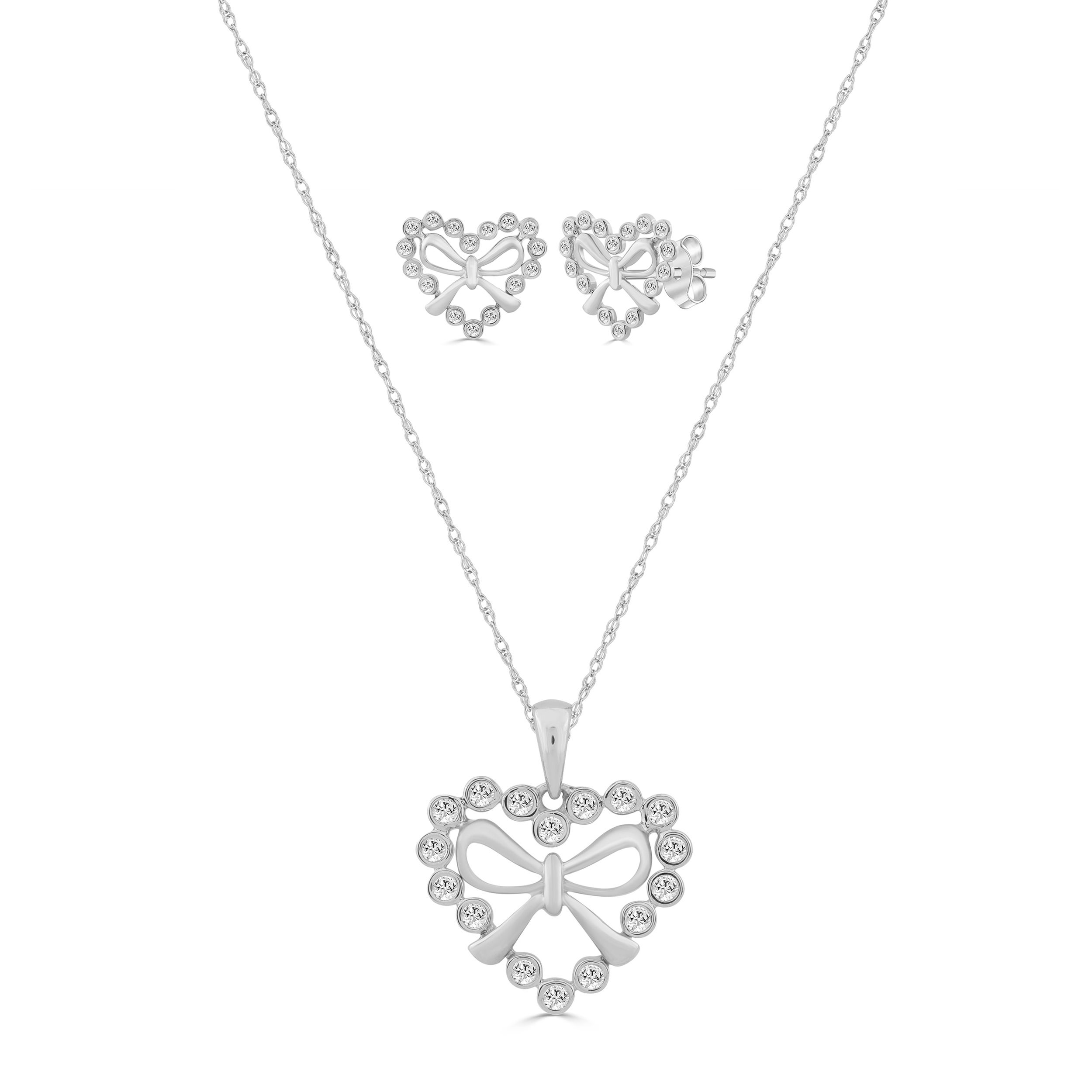 Sterling Silver Ladies 0.13CT Round Diamond Heart Pendant With Chain Elegant Fashion Jewelry Necklace 1 Sterling Silver Ladies 0.13CT Round Diamond Heart Pendant With Chain Elegant Fashion Jewelry Necklace - Image 1