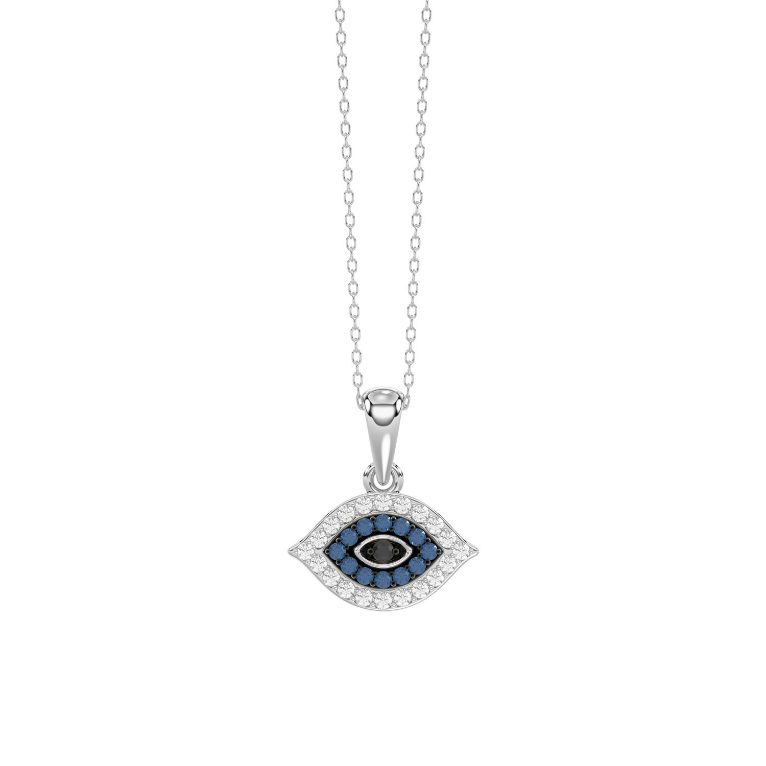 Sterling Silver Ladies 0.10CT Round, Blue & Black Diamond Pendant With Chain Fashion Jewelry Pendant 1 Sterling Silver Ladies 0.10CT Round, Blue & Black Diamond Pendant With Chain Fashion Jewelry Pendant - Image 1