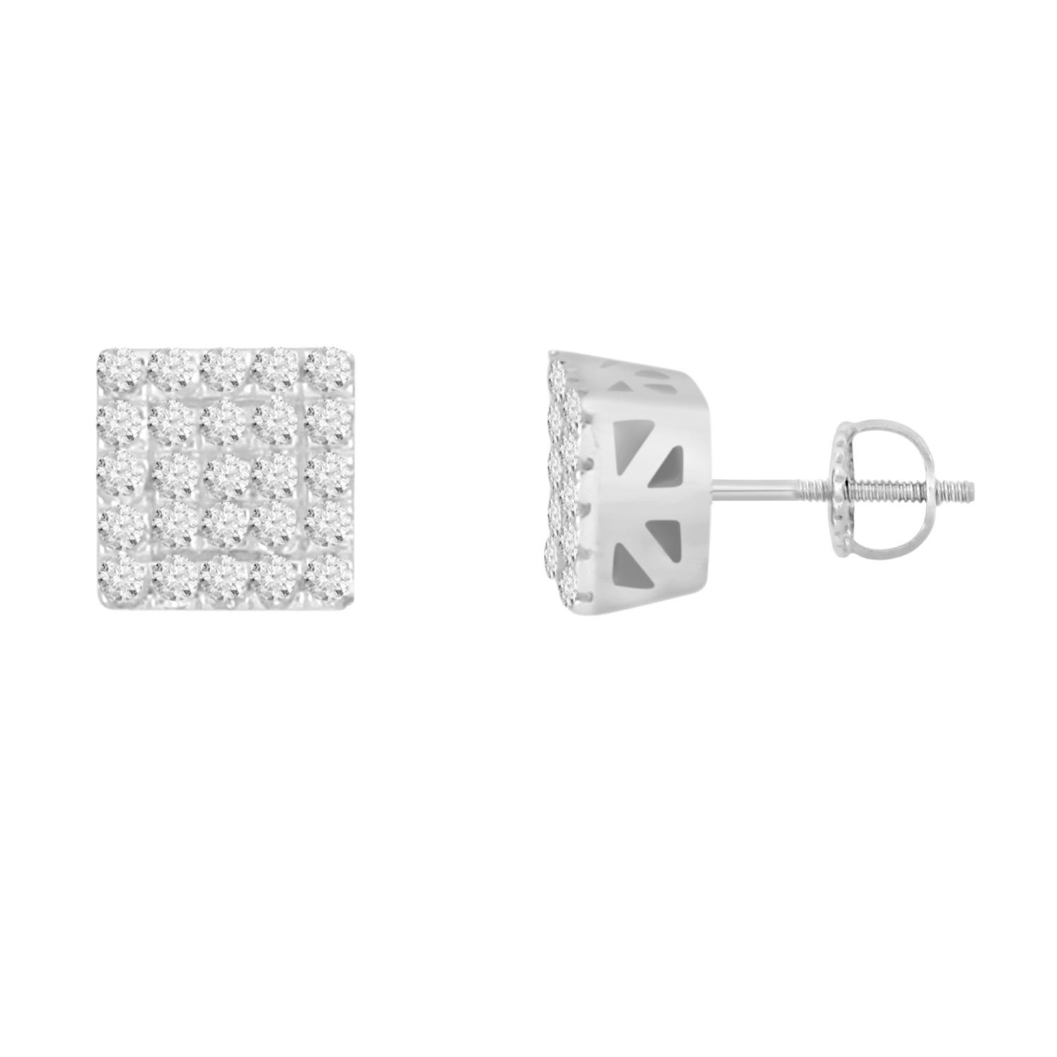 Sterling Silver White 0.15CT Cluster Fashion Earrings With Round Diamond 1 Sterling Silver White 0.15CT Cluster Fashion Earrings With Round Diamond - Image 1