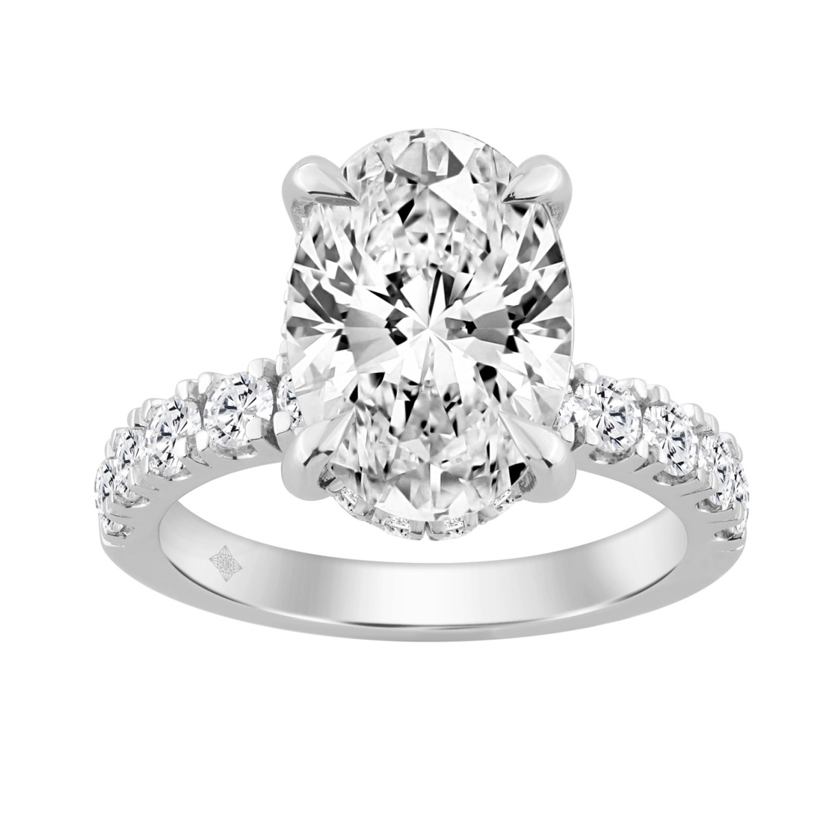14K WHITE GOLD 6.00CT ROUND/OVAL DIAMOND LADIES RING (CENTER STONE OVAL DIAMOND 5CT) 1 14K WHITE GOLD 6.00CT ROUND/OVAL DIAMOND LADIES RING (CENTER STONE OVAL DIAMOND 5CT) - Image 1