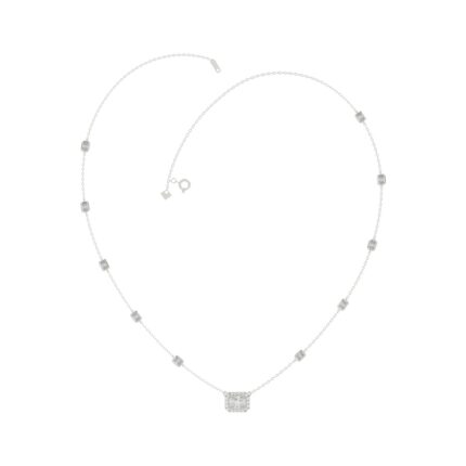14K WHITE GOLD 2 1/4CT ROUND/EMERALD DIAMOND LADIES NECKLACE