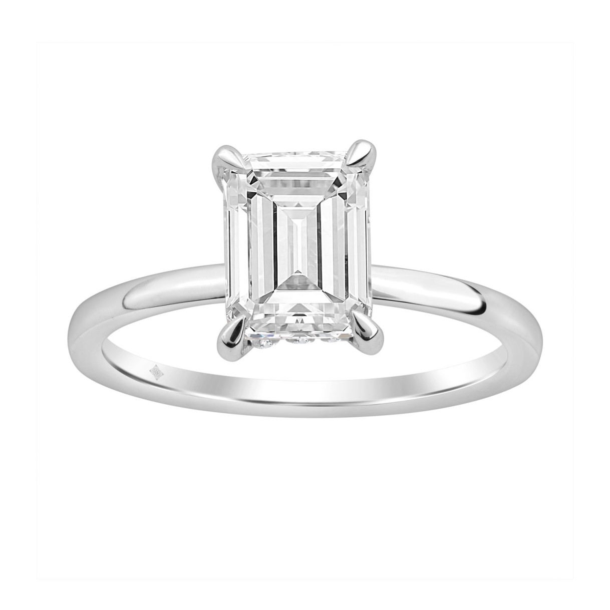 14K WHITE GOLD 2.00CT ROUND/EMERALD DIAMOND LADIES RING (CENTER STONE EMERALD DIAMOND 2CT) 1 14K WHITE GOLD 2.00CT ROUND/EMERALD DIAMOND LADIES RING (CENTER STONE EMERALD DIAMOND 2CT) - Image 1