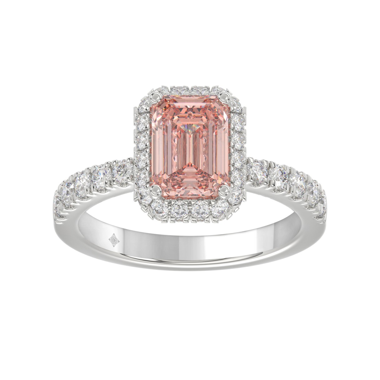 ETERNAL BLUSH COLLECTION 14K WHITE GOLD 4.00CT ROUND/EMERALD DIAMOND LADIES RING (CENTER STONE PINK EMERALD DIAMOND 3CT) 1 ETERNAL BLUSH COLLECTION 14K WHITE GOLD 4.00CT ROUND/EMERALD DIAMOND LADIES RING (CENTER STONE PINK EMERALD DIAMOND 3CT) - Image 1