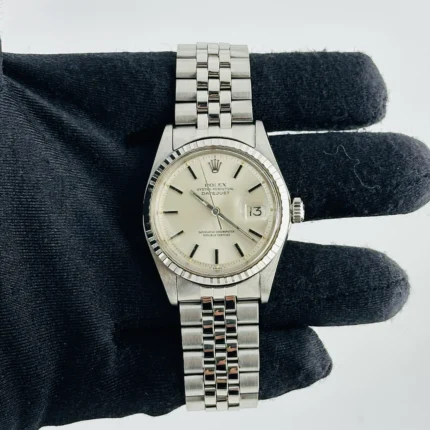 Rolex Datejust Silver Stick Dial on Folded Jubilee Bracelet Ref 1603