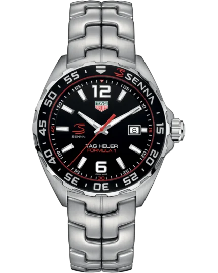 Tag Heuer Formula 1 Senna Special Edition Black Dial on Stainless Steel Bracelet Ref WAZ1012.BA0883 with Card