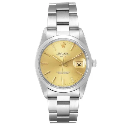 Rolex Oyster Perpetual Date Champagne Dial on Oyster Bracelet Ref 15000 with Papers 1988