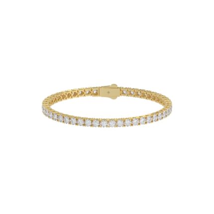 14K YELLOW GOLD 5.00CT ROUND DIAMOND MEN'S TENNIS BRACELET