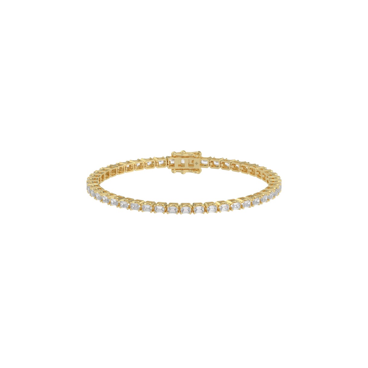 Luxury Emerald Shape Diamond Ladies Tennis Bracelet in 14K Yellow Gold 4 1/2CT (Color F-G -Clarity VS1/VS2) 1 Luxury Emerald Shape Diamond Ladies Tennis Bracelet in 14K Yellow Gold 4 1/2CT (Color F-G -Clarity VS1/VS2) - Image 1