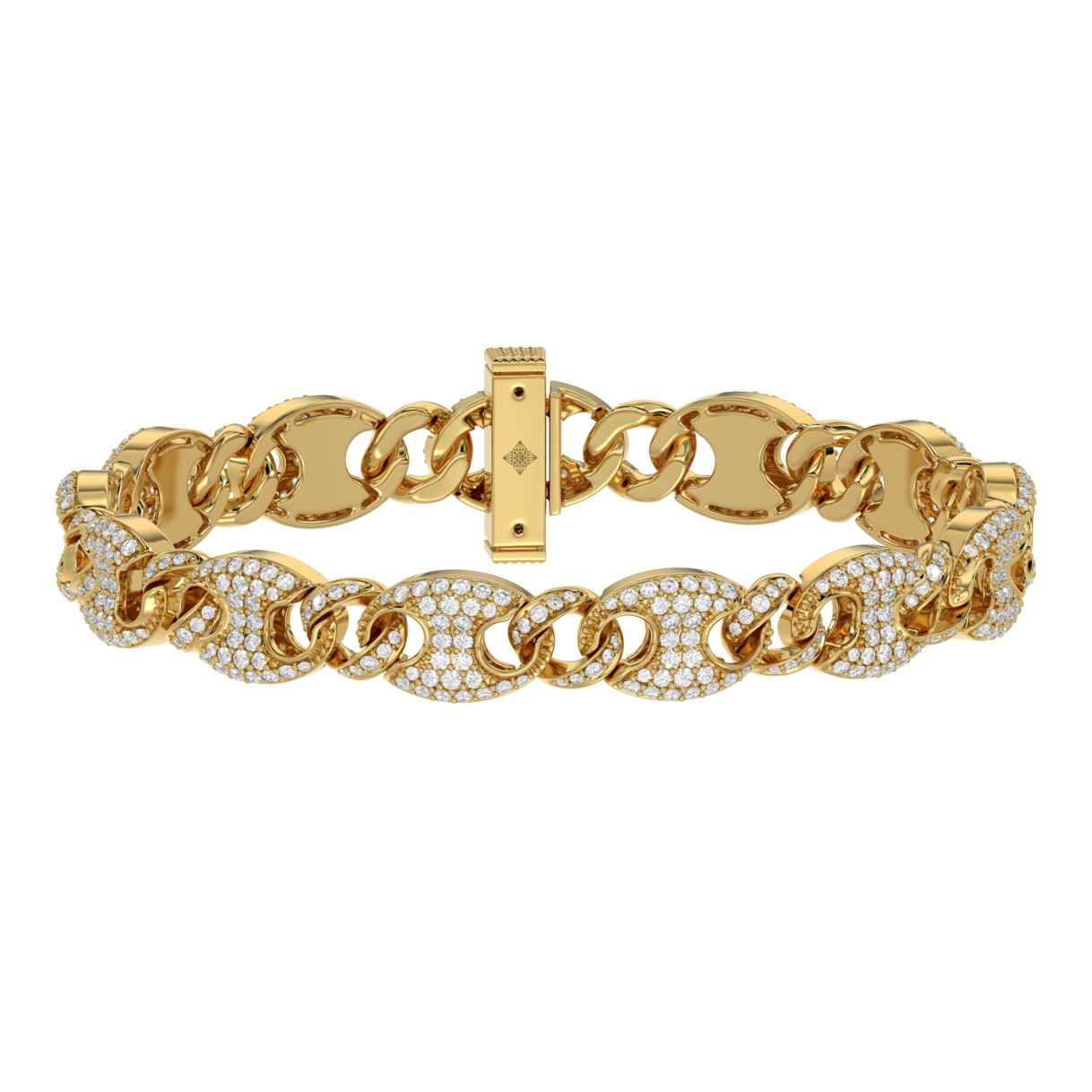 10K YELLOW GOLD 3 1/2CT ROUND DIAMOND MEN'S BRACELET 1 10K YELLOW GOLD 3 1/2CT ROUND DIAMOND MEN'S BRACELET - Image 1