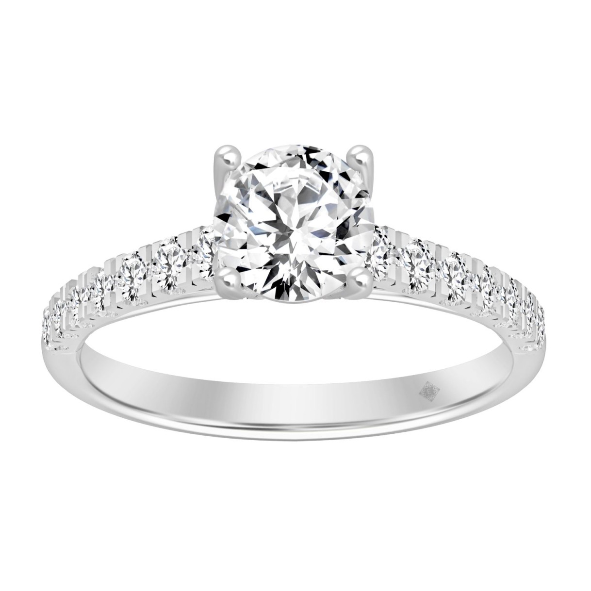 LADIES RING 1 1/2CT ROUND DIAMOND 14K WHITE GOLD (CENTER STONE ROUND DIAMOND 1CT) 1 LADIES RING 1 1/2CT ROUND DIAMOND 14K WHITE GOLD (CENTER STONE ROUND DIAMOND 1CT) - Image 1