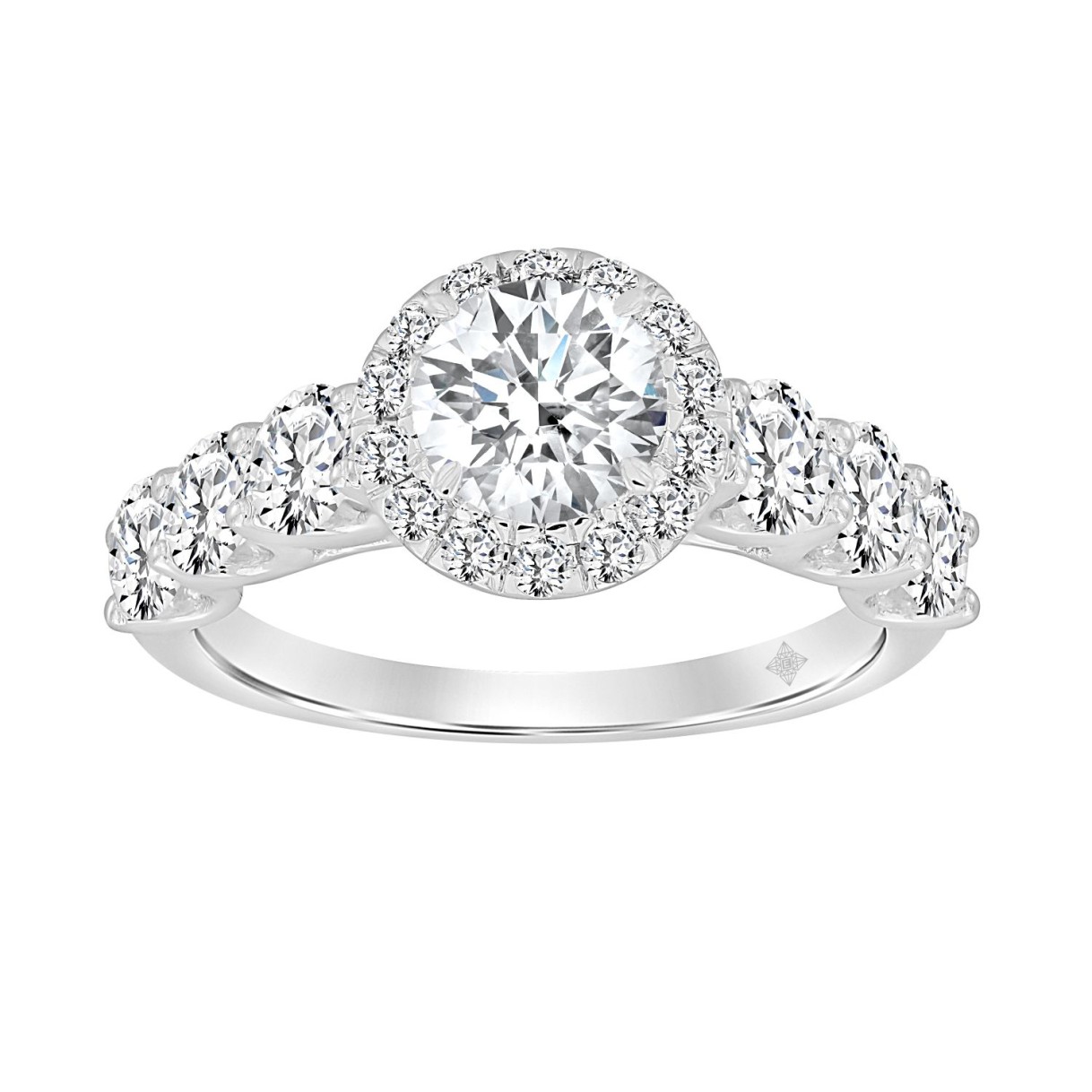 14K WHITE GOLD 2 3/4CT ROUND DIAMOND LADIES RING (CENTER STONE ROUND DIAMOND 1CT ) 1 14K WHITE GOLD 2 3/4CT ROUND DIAMOND LADIES RING (CENTER STONE ROUND DIAMOND 1CT ) - Image 1