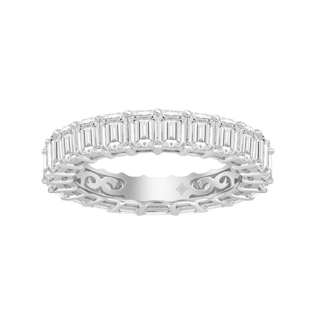 LADIES ETERNITY BAND 5 1/3CT EMERALD DIAMOND 14K WHITE GOLD 1 LADIES ETERNITY BAND 5 1/3CT EMERALD DIAMOND 14K WHITE GOLD - Image 1
