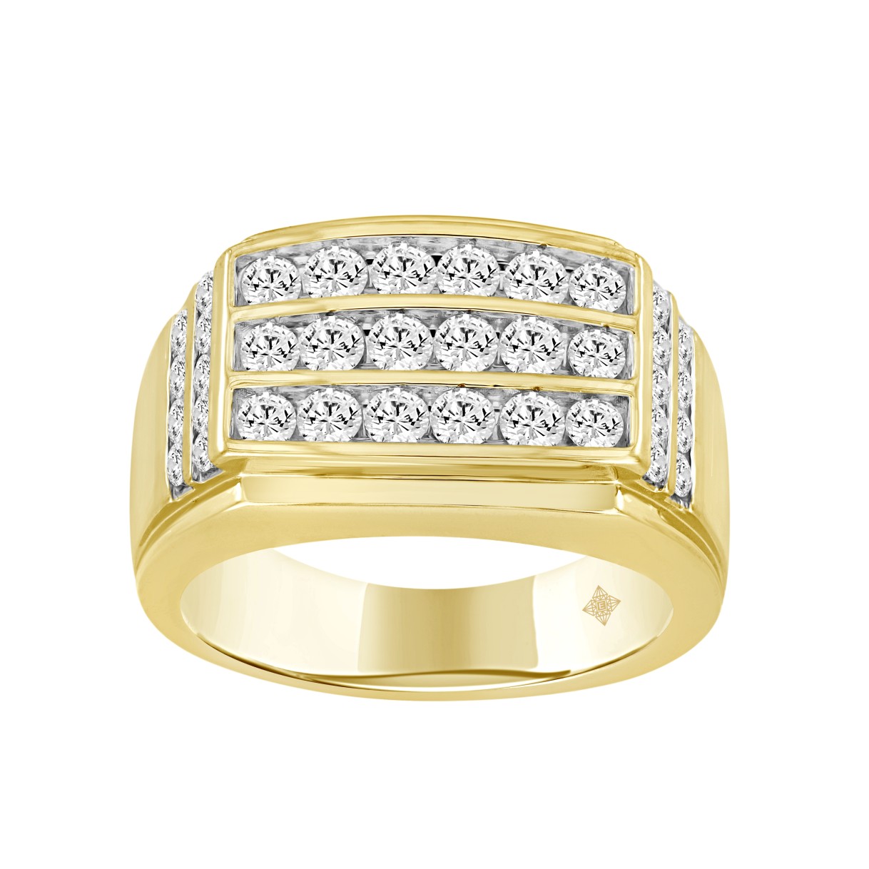 MEN'S RING 1 1/2CT ROUND DIAMOND 14K YELLOW GOLD 1 MEN'S RING 1 1/2CT ROUND DIAMOND 14K YELLOW GOLD - Image 1