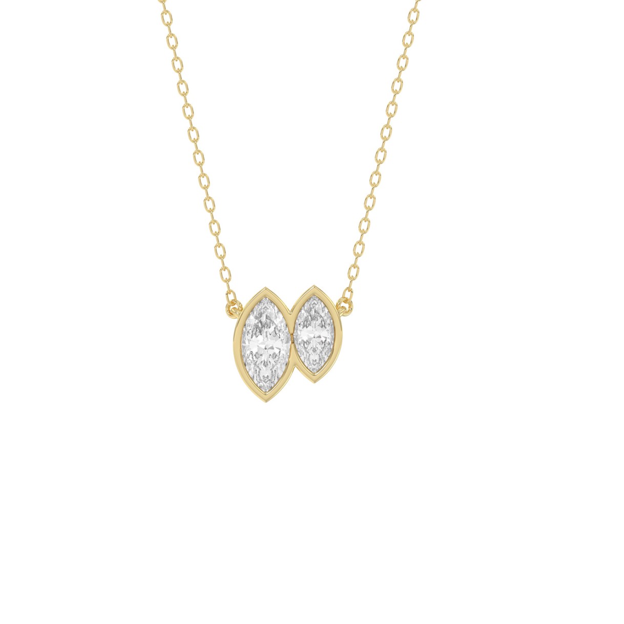 3/4CT Yellow Gold 10K Collection Linked Hearts & Two-Stone Marquise Diamond Necklace for Women (Color F-G Clarity VS1/VS2) 1 3/4CT Yellow Gold 10K Collection Linked Hearts & Two-Stone Marquise Diamond Necklace for Women (Color F-G Clarity VS1/VS2) - Image 1