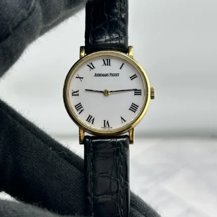 Audemars Piguet Banque White Roman Dial on Leather Ref BA.77120.0.002 with Papers