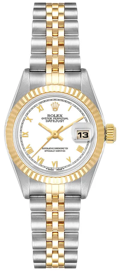 Rolex Datejust White Roman Dial on D-Link Jubilee Ref 69173 with Papers 1995
