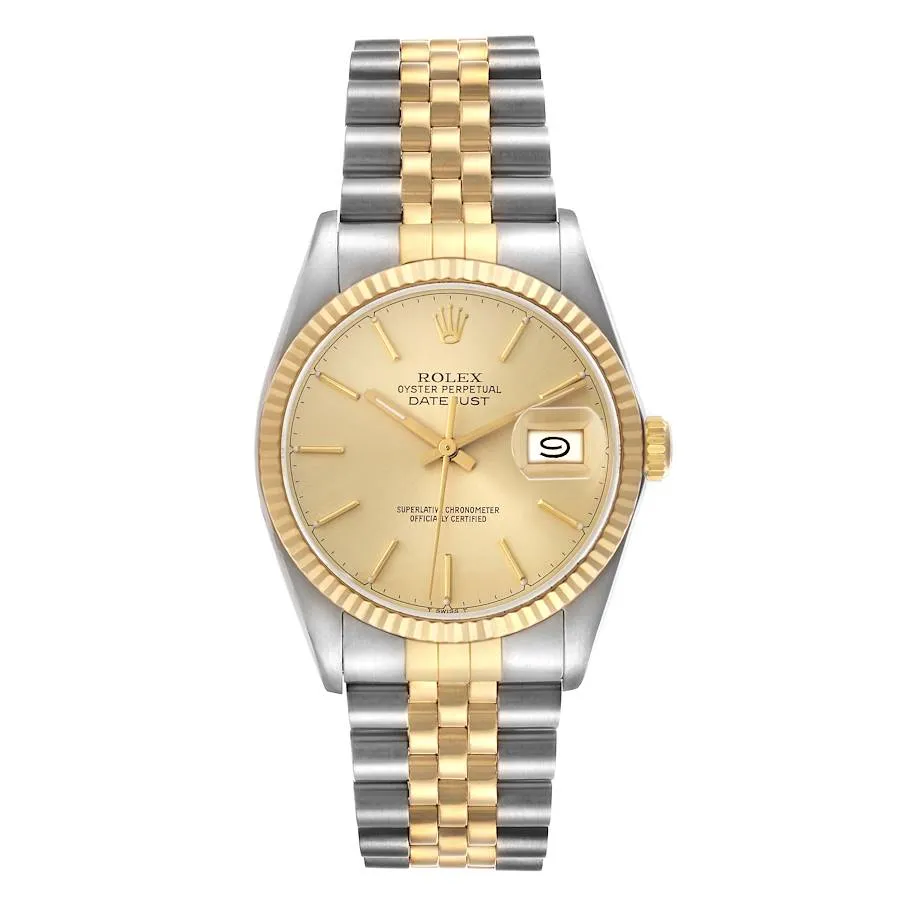 Rolex Datejust Champagne Stick Dial on D-Link Jubilee Bracelet Ref 16013 1 Rolex Datejust Champagne Stick Dial on D-Link Jubilee Bracelet Ref 16013 - Image 1