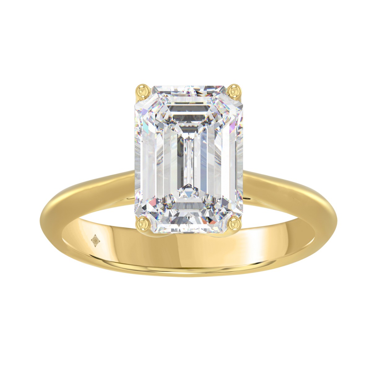LADIES SOLITAIRE RING 4CT EMERALD DIAMOND 14K YELLOW GOLD 1 LADIES SOLITAIRE RING 4CT EMERALD DIAMOND 14K YELLOW GOLD - Image 1