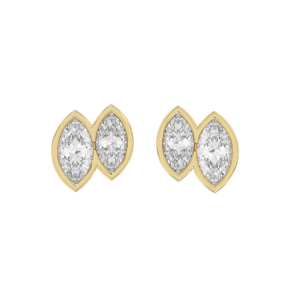 Elegant Ladies Earring 14K Collection Linked Hearts Yellow Gold 1.00CT Marquise Lab Grown Diamond (Color F-G -Clarity VS1/VS2) 1 Elegant Ladies Earring 14K Collection Linked Hearts Yellow Gold 1.00CT Marquise Lab Grown Diamond (Color F-G -Clarity VS1/VS2) - Image 1