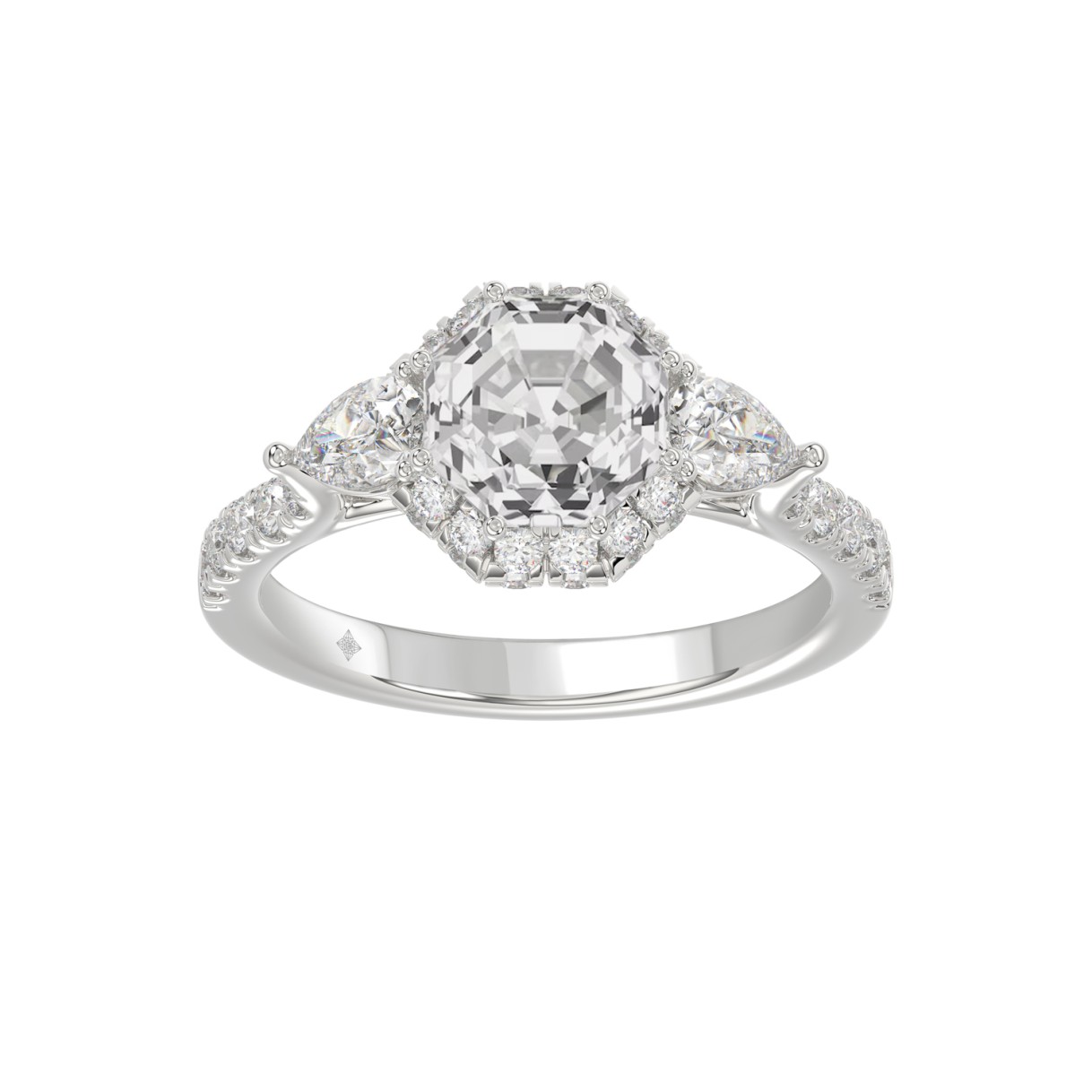 14K WHITE GOLD 2.00CT ROUND/PEAR/OCTAGON STEP CUT DIAMOND LADIES RING 1 14K WHITE GOLD 2.00CT ROUND/PEAR/OCTAGON STEP CUT DIAMOND LADIES RING - Image 1