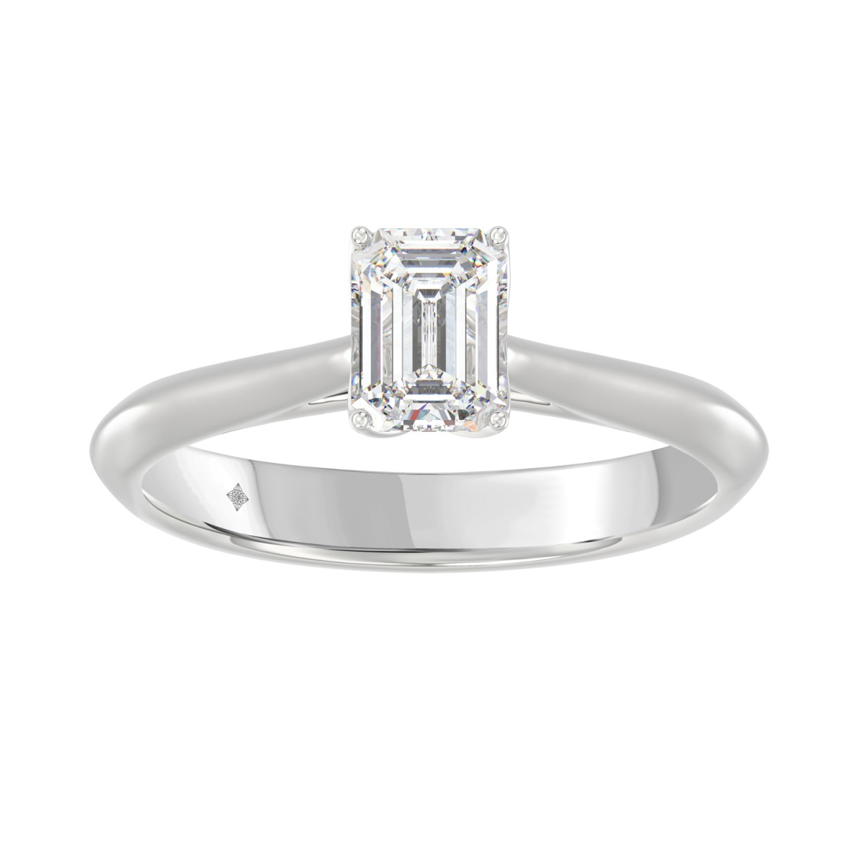 LADIES SOLITAIRE RING 1CT EMERALD DIAMOND 14K WHITE GOLD 1 LADIES SOLITAIRE RING 1CT EMERALD DIAMOND 14K WHITE GOLD - Image 1