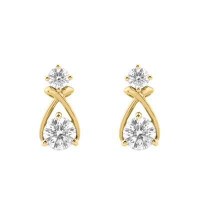 Elegant 14K Yellow Gold Lab Grown Diamond Earrings 1.00Ct Round Cut Diamond Women Fashion Jewelry (Color F-G -Clarity Vs1/Vs2)