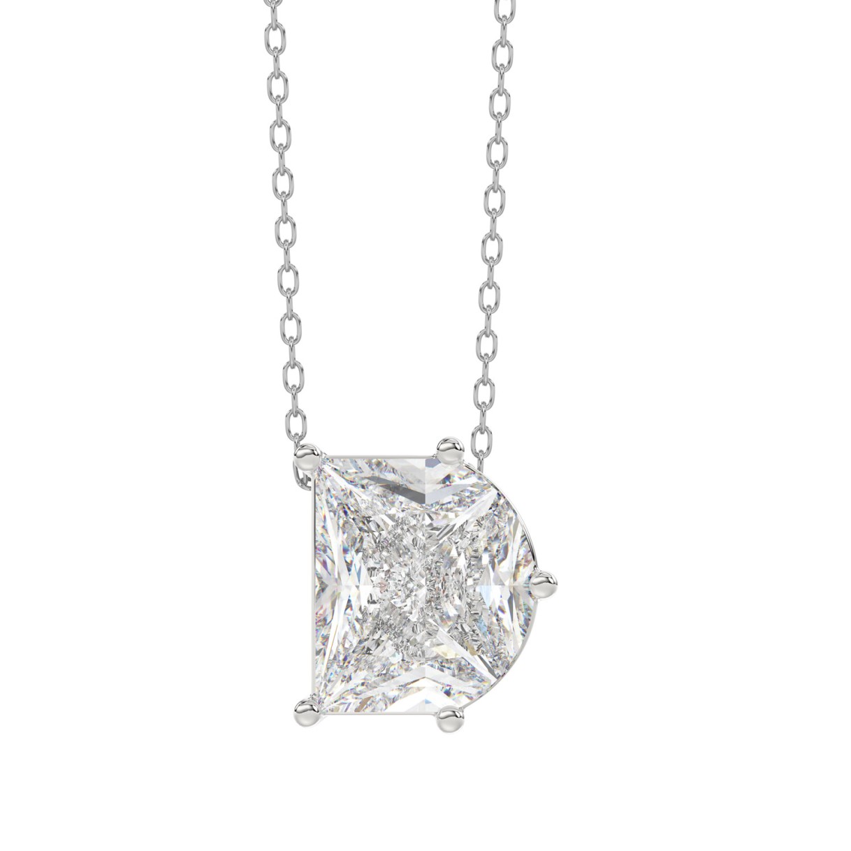 10K White Gold Diamond Initial “D” Pendant 2 1/3CT Fancy Cut Ladies Alphabet Charm with Chain 1 10K White Gold Diamond Initial “D” Pendant 2 1/3CT Fancy Cut Ladies Alphabet Charm with Chain - Image 1