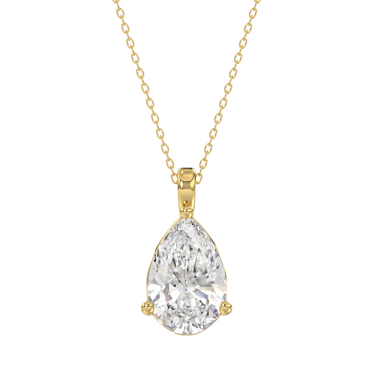 LADIES SOLITAIRE PENDANT 4CT PEAR DIAMOND 14K YELLOW GOLD 1 LADIES SOLITAIRE PENDANT 4CT PEAR DIAMOND 14K YELLOW GOLD - Image 1