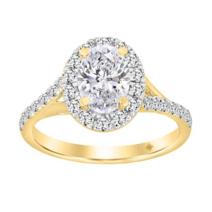 LADIES RING 1 1/2CT ROUND/OVAL DIAMOND 14K YELLOW GOLD (CENTER STONE OVAL DIAMOND 1CT)