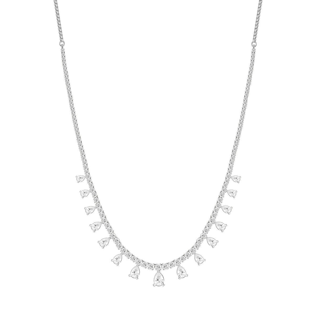 LADIES NECKLACES 5CT ROUND/PEAR DIAMOND 14K WHITE GOLD 1 LADIES NECKLACES 5CT ROUND/PEAR DIAMOND 14K WHITE GOLD - Image 1