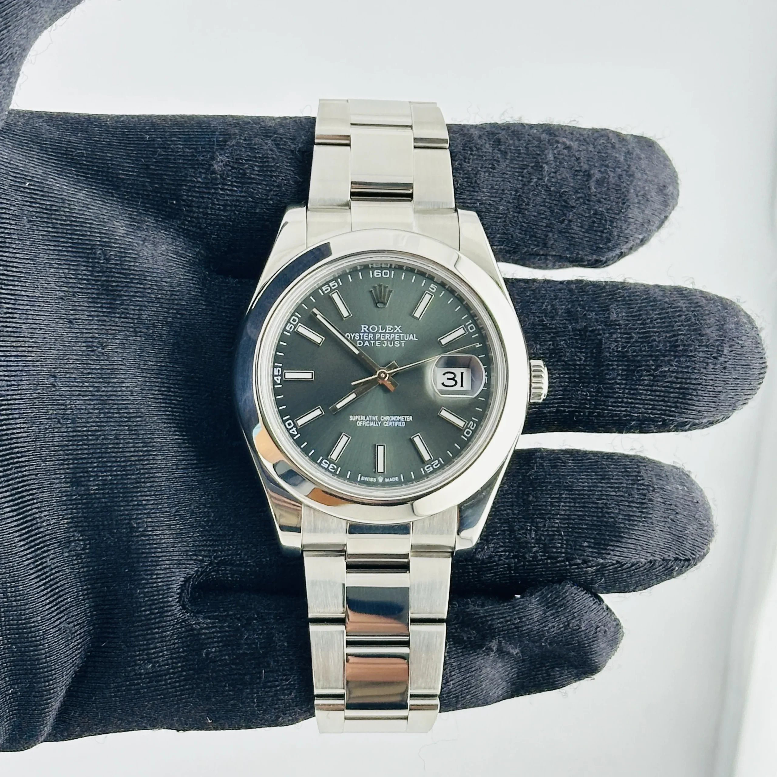 Rolex Datejust II AM Green Stick Dial on Oyster Ref 116300 with New Style Card (White) 2017 1 Rolex Datejust II AM Green Stick Dial on Oyster Ref 116300 with New Style Card (White) 2017 - Image 1