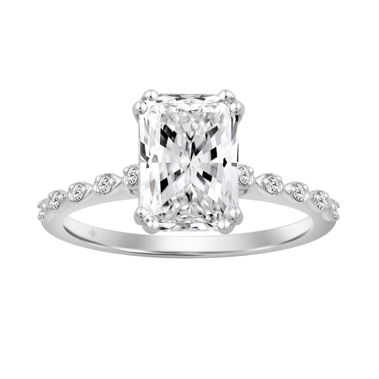 14K WHITE GOLD 3.00CT ROUND/RADIANT DIAMOND LADIES RING (CENTER STONE RADIANT DIAMOND 3CT) 1 14K WHITE GOLD 3.00CT ROUND/RADIANT DIAMOND LADIES RING (CENTER STONE RADIANT DIAMOND 3CT) - Image 1