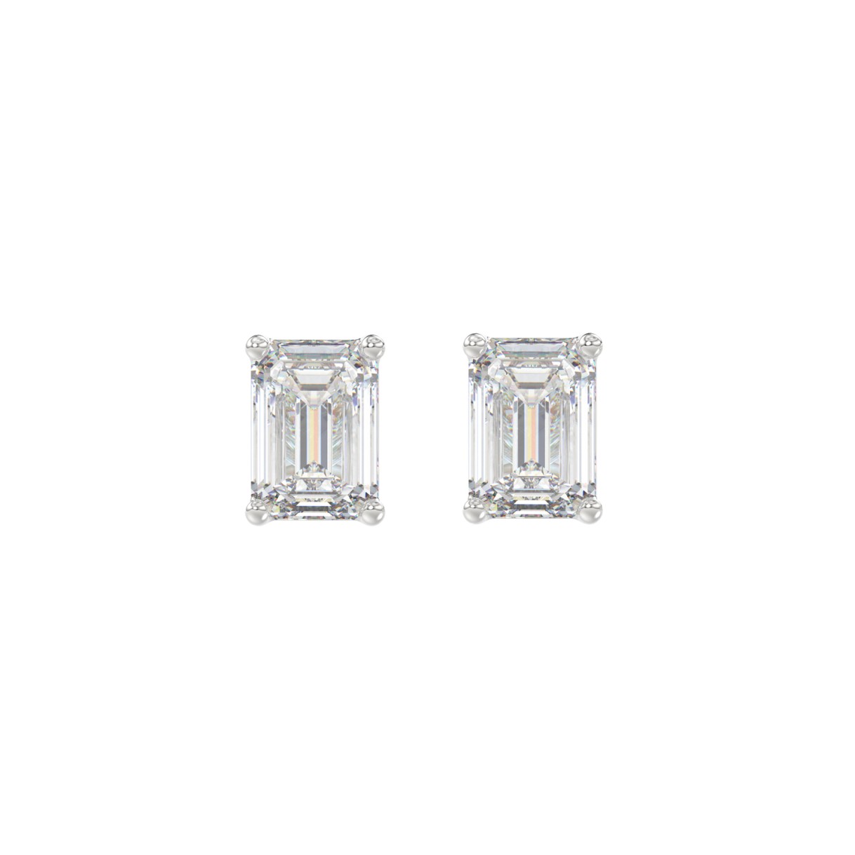 LADIES SOLITAIRE EARRINGS 1 1/2CT EMERALD DIAMOND 14K WHITE GOLD 1 LADIES SOLITAIRE EARRINGS 1 1/2CT EMERALD DIAMOND 14K WHITE GOLD - Image 1