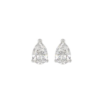 LADIES SOLITAIRE EARRINGS 1 1/2CT PEAR DIAMOND 14K WHITE GOLD