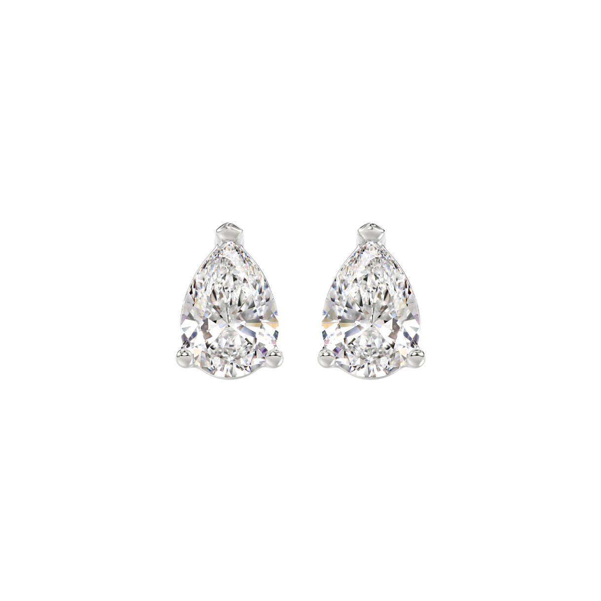LADIES SOLITAIRE EARRINGS 2CT PEAR DIAMOND 14K WHITE GOLD 1 LADIES SOLITAIRE EARRINGS 2CT PEAR DIAMOND 14K WHITE GOLD - Image 1