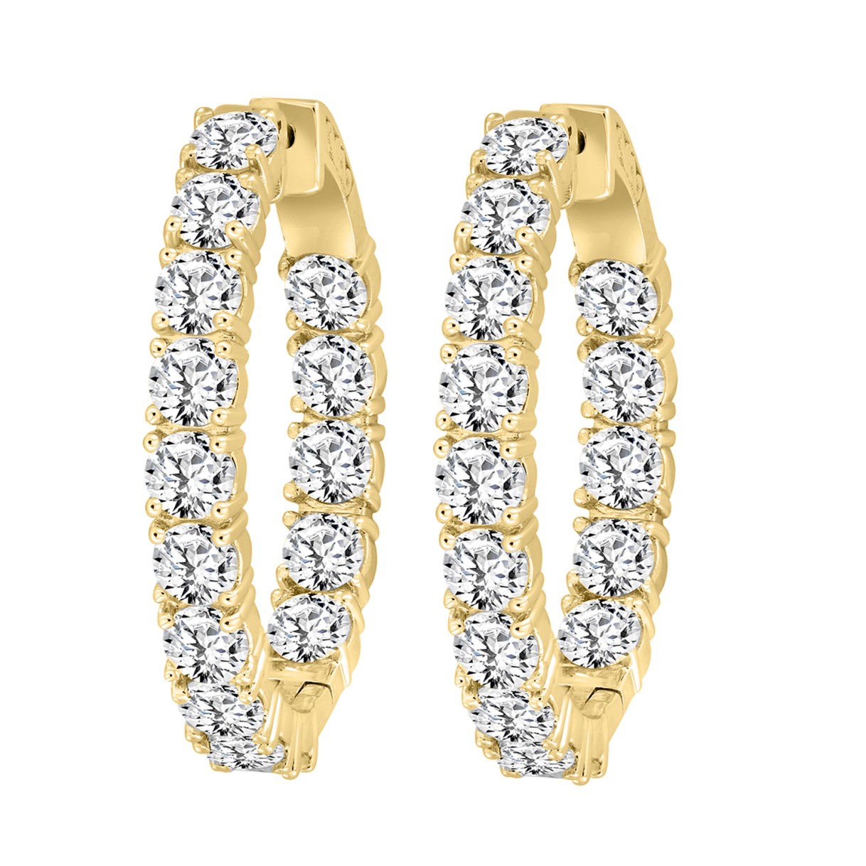 LADIES HOOP EARRINGS 9CT ROUND DIAMOND 14K YELLOW GOLD 1 LADIES HOOP EARRINGS 9CT ROUND DIAMOND 14K YELLOW GOLD - Image 1