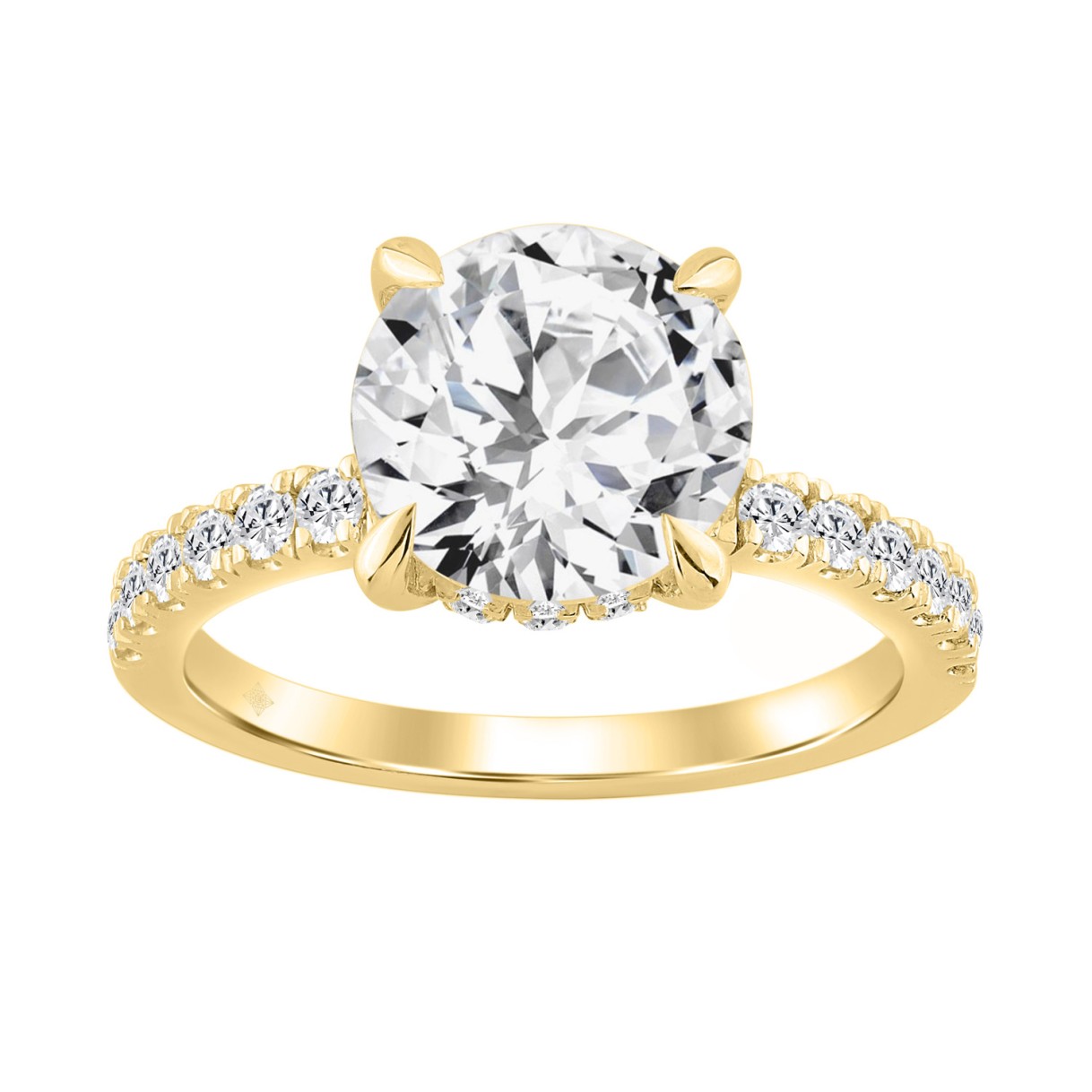 14K YELLOW GOLD 4 3/4CT ROUND DIAMOND LADIES RING (CENTER STONE ROUND DIAMOND 4.00CT) 1 14K YELLOW GOLD 4 3/4CT ROUND DIAMOND LADIES RING (CENTER STONE ROUND DIAMOND 4.00CT) - Image 1