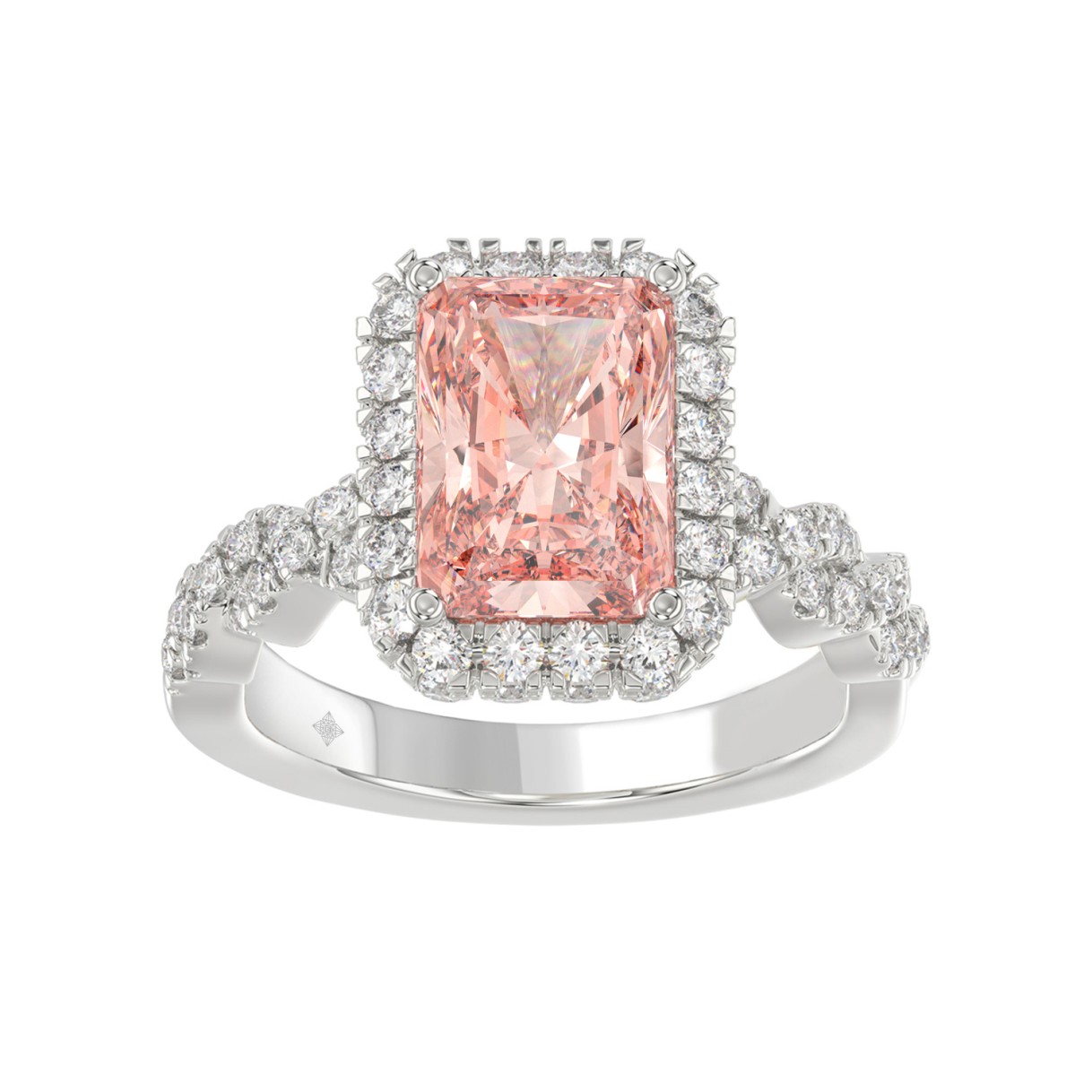 ETERNAL BLUSH COLLECTION 14K WHITE GOLD 4.00CT ROUND/ PINK RADIANT DIAMOND LADIES BRIDAL SET (CENTER STONE PINK RADIANT DIAMOND 3.00CT) 1 ETERNAL BLUSH COLLECTION 14K WHITE GOLD 4.00CT ROUND/ PINK RADIANT DIAMOND LADIES BRIDAL SET (CENTER STONE PINK RADIANT DIAMOND 3.00CT) - Image 1