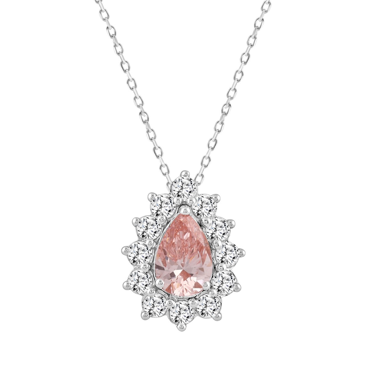 ETERNAL BLUSH COLLECTION LADIES PENDANT 2 1/2CT ROUND/PEAR DIAMOND 14K WHITE/ROSE GOLD (CENTER STONE PINK PEAR DIAMOND 1 1/2CT) 1 ETERNAL BLUSH COLLECTION LADIES PENDANT 2 1/2CT ROUND/PEAR DIAMOND 14K WHITE/ROSE GOLD (CENTER STONE PINK PEAR DIAMOND 1 1/2CT) - Image 1