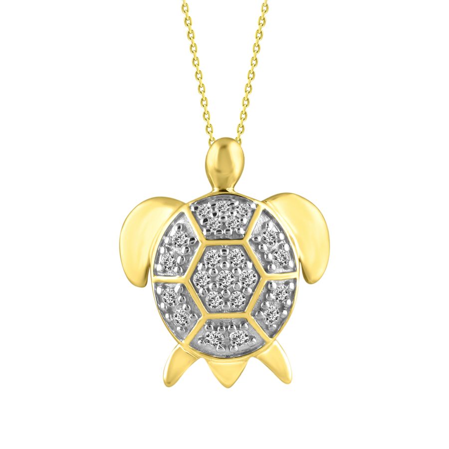 LADIES PENDANT WITH CHAIN 0.15CT ROUND DIAMOND 10K YELLOW GOLD 1 LADIES PENDANT WITH CHAIN 0.15CT ROUND DIAMOND 10K YELLOW GOLD - Image 1