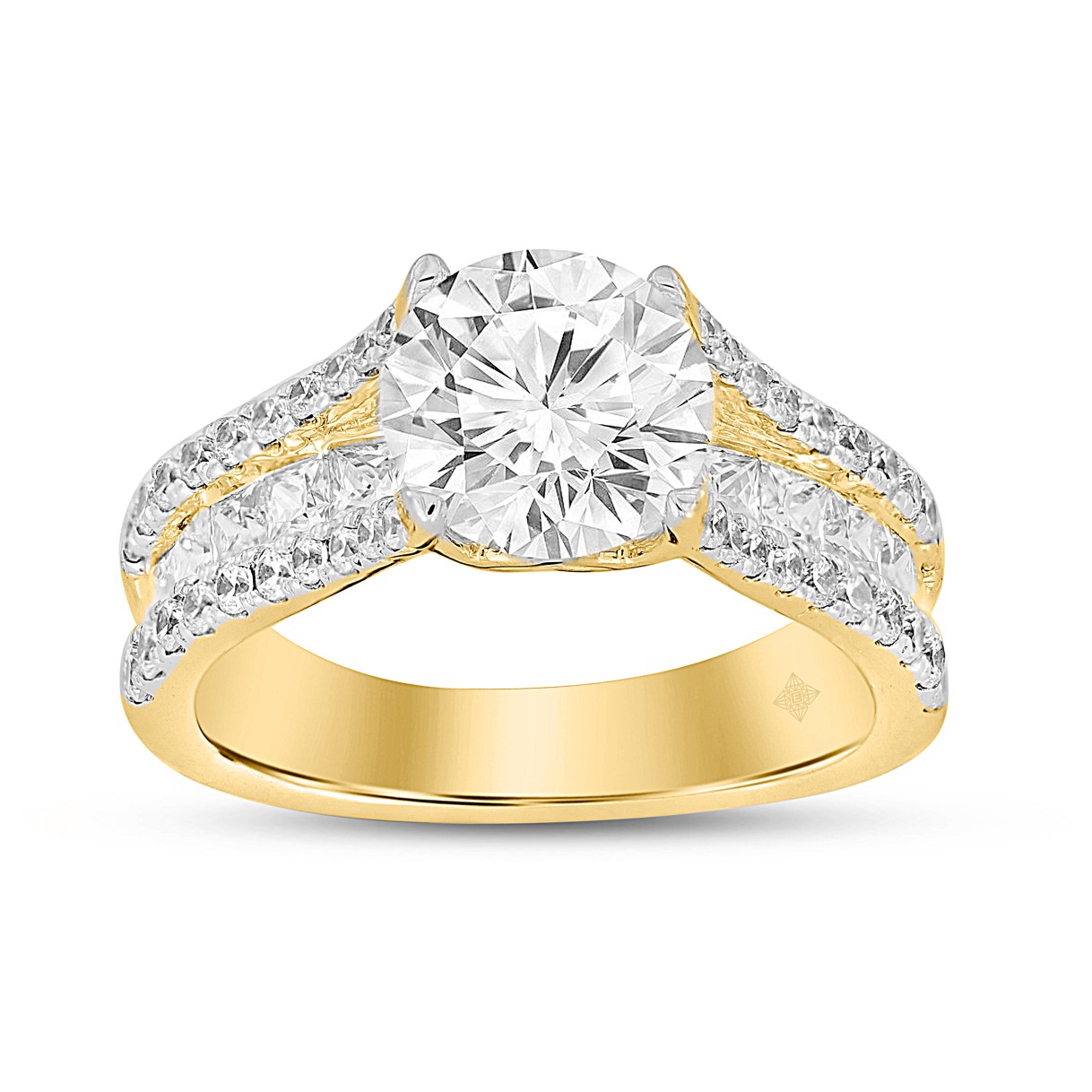LADIES RING 3 1/2CT ROUND DIAMOND 14K YELLOW GOLD (CENTER STONE ROUND DIAMOND 2CT ) 1 LADIES RING 3 1/2CT ROUND DIAMOND 14K YELLOW GOLD (CENTER STONE ROUND DIAMOND 2CT ) - Image 1