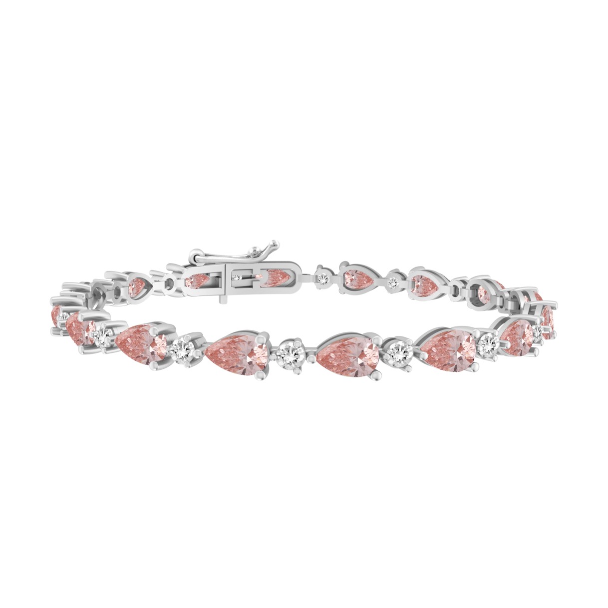 ETERNAL BLUSH COLLECTION LADIES BRACELET 9 1/2CT ROUND/ PINK PEAR DIAMOND 14K WHITE/ROSE GOLD 1 ETERNAL BLUSH COLLECTION LADIES BRACELET 9 1/2CT ROUND/ PINK PEAR DIAMOND 14K WHITE/ROSE GOLD - Image 1