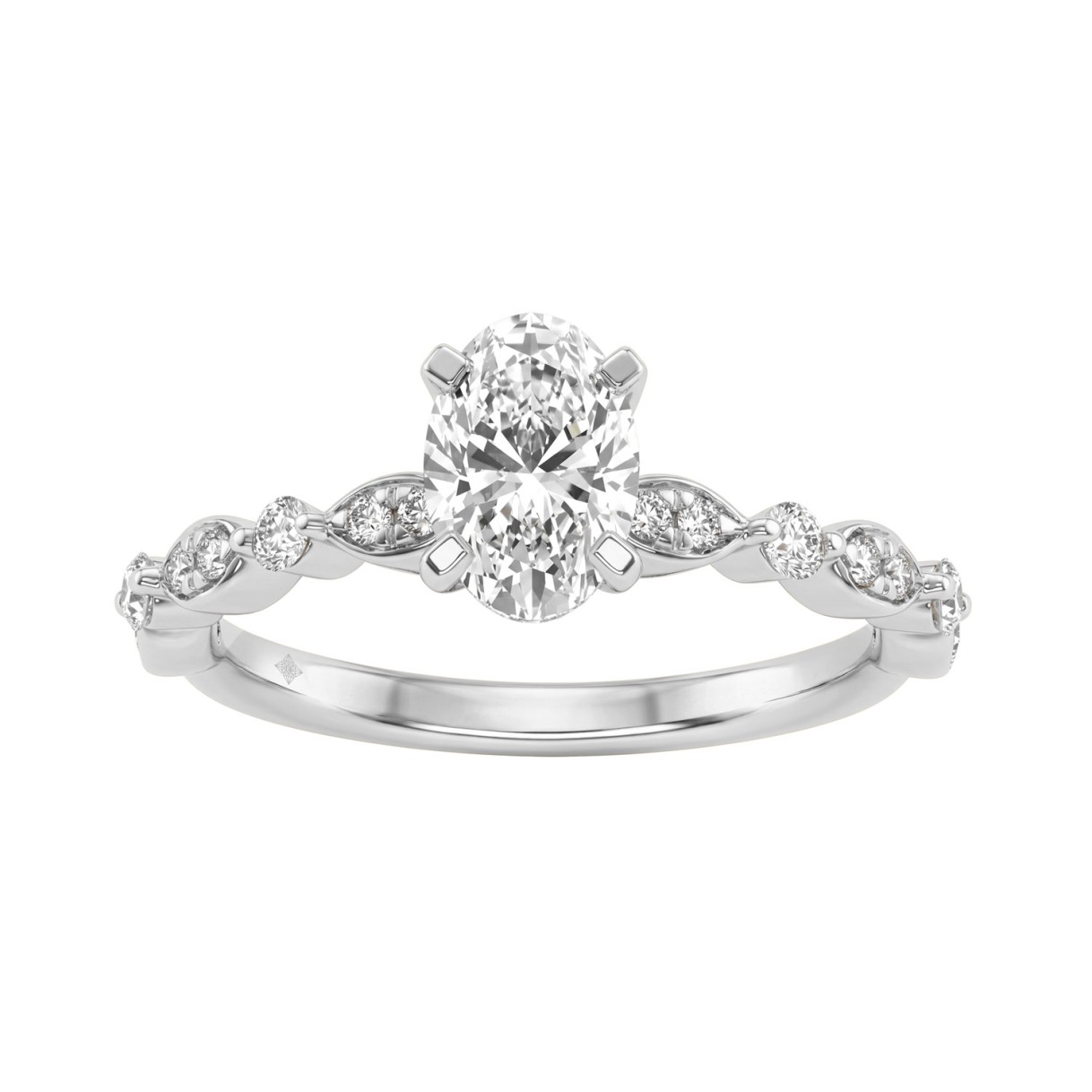 14K White Gold 1 1/4Ct Oval & Round Diamond Ladies Engagement Ring 1.00 Ct Oval Center Stone Classic Ladies Ring (Color F-G -Clarity Vs1/Vs2) 1 14K White Gold 1 1/4Ct Oval & Round Diamond Ladies Engagement Ring 1.00 Ct Oval Center Stone Classic Ladies Ring (Color F-G -Clarity Vs1/Vs2) - Image 1